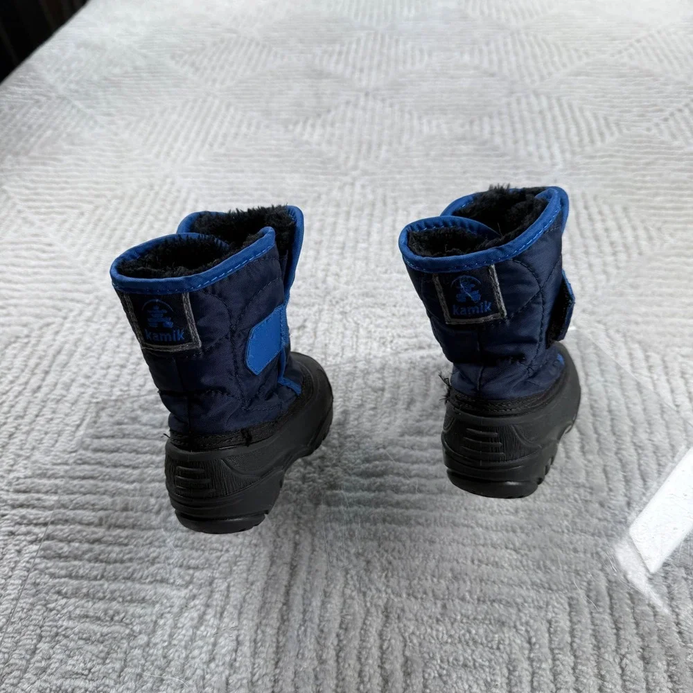 Kamik Winter Snow Boots Toddler Boys Size 6 Navy Blue Waterproof Insulated Strap